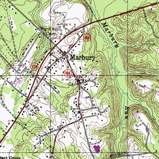 Topographic Map of Marbury Baptist Church, MD