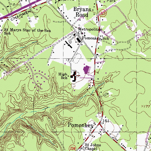 Topographic Map of Matthew Henson Middle School, MD