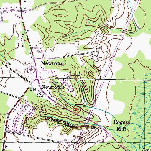 Topographic Map of Newtown Estates, MD