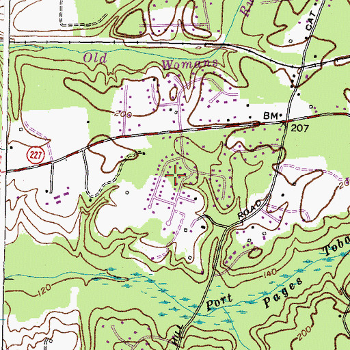 Topographic Map of Oak Hill Estates, MD