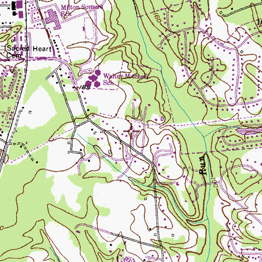 Topographic Map of Oakland Estates, MD