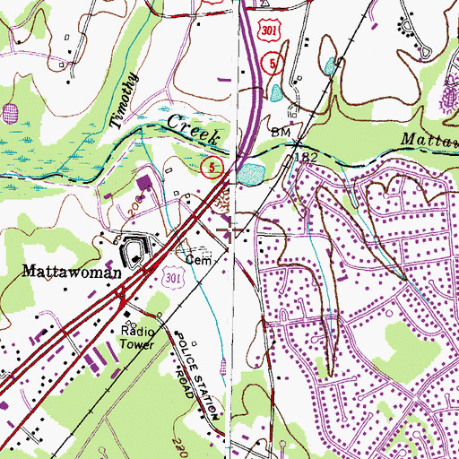 Topographic Map of Pinefield Shopping Center, MD