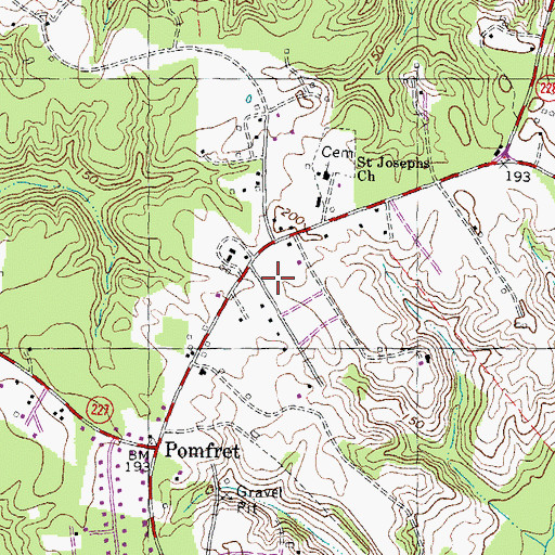 Topographic Map of Pomfret Post Office, MD