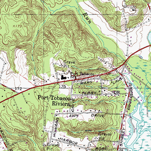 Topographic Map of Port Tobacco Post Office, MD