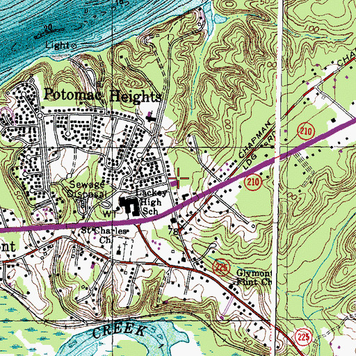 Topographic Map of Potomac Heights Company 7 Fire Station, MD