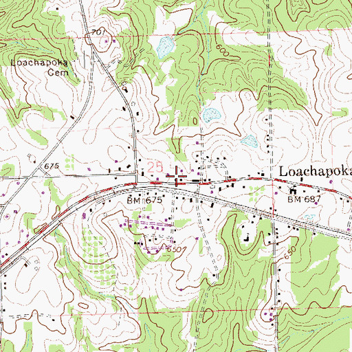 Topographic Map of Loachapoka Post Office, AL