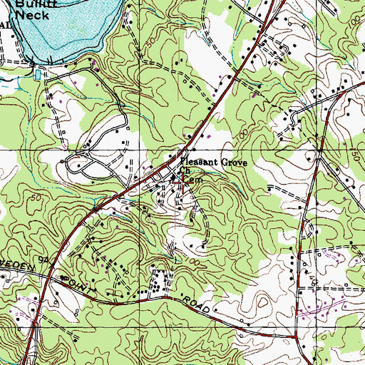 Topographic Map of Pleasant Grove Cemetery, MD