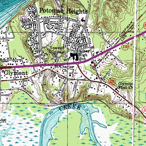 Topographic Map of Saint Charles Cemetery, MD