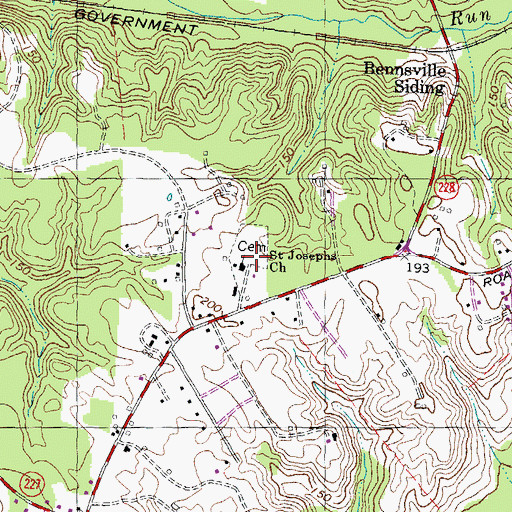 Topographic Map of Saint Josephs Cemetery, MD