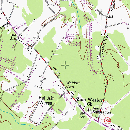 Topographic Map of Springhaven Woods, MD