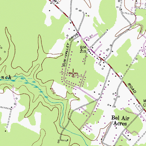 Topographic Map of Sun Valley Estates, MD