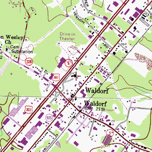 Topographic Map of Waldorf Adult Services Center, MD