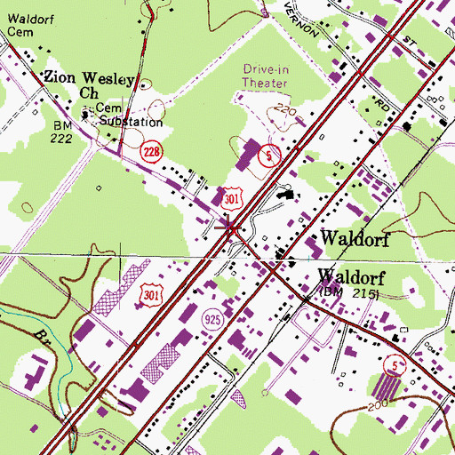 Topographic Map of Waldorf Baptist Church, MD
