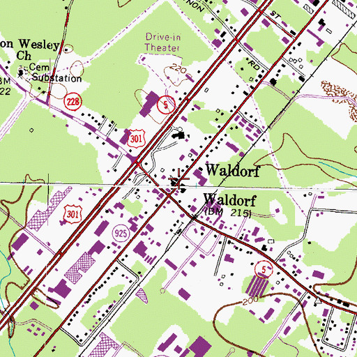 Topographic Map of Waldorf Church of God, MD