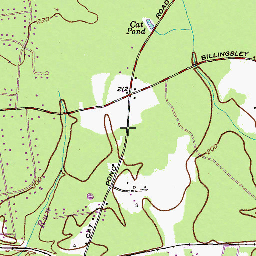 Topographic Map of Billingsley Post Office (historical), MD