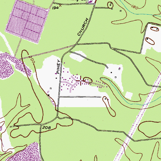 Topographic Map of Pine Hill Estates, MD