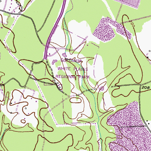 Topographic Map of White Plains Regional Park, MD