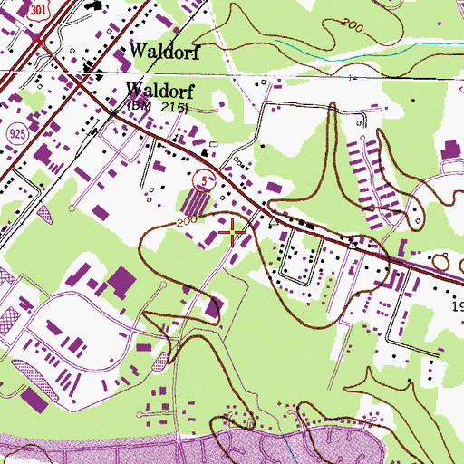 Topographic Map of Post Office Road Plaza Shopping Center, MD