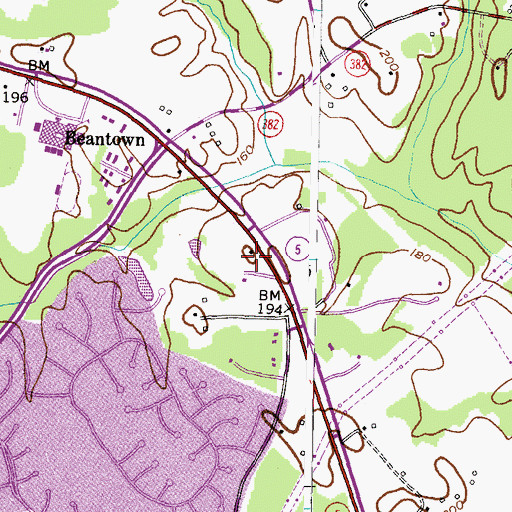 Topographic Map of Lakewood Estates, MD