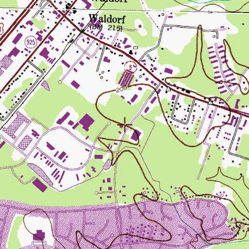 Topographic Map of Waldorf Post Office, MD
