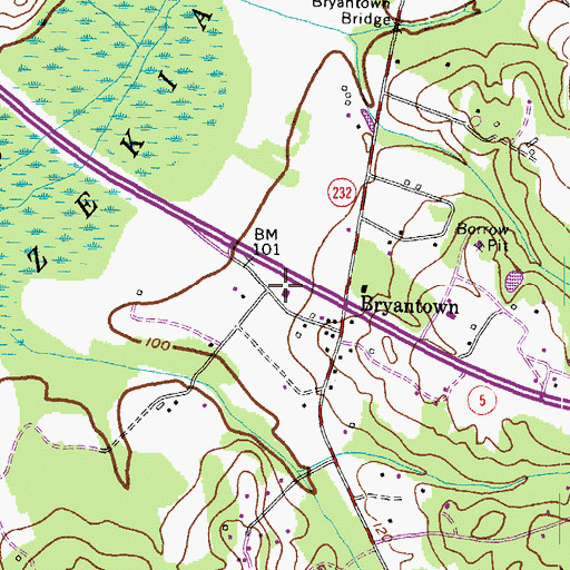 Topographic Map of Bryantown Post Office, MD