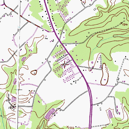 Topographic Map of Charles County Gardens, MD