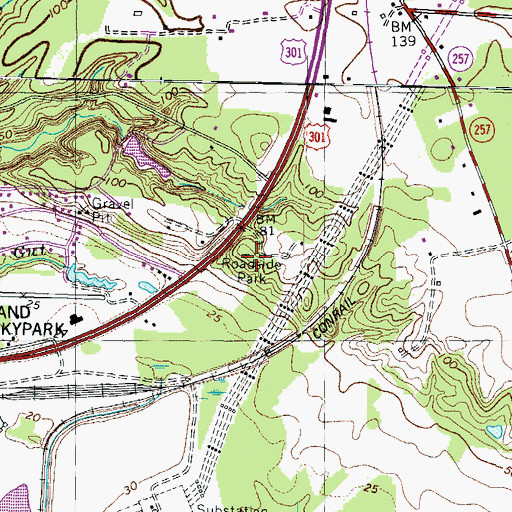 Topographic Map of Crain Memorial Park, MD