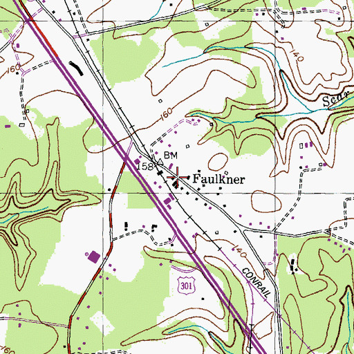 Topographic Map of Faulkner Post Office, MD