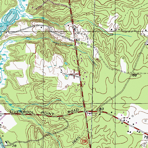 Topographic Map of Green Manor Estates, MD