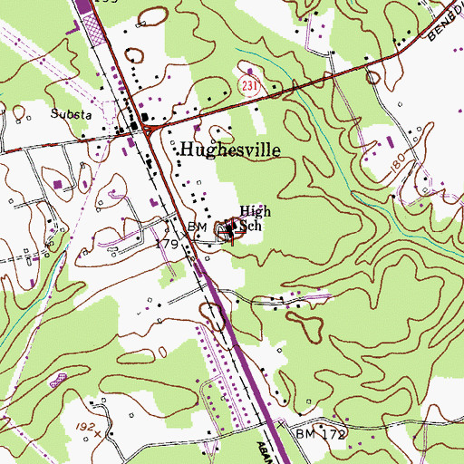 Topographic Map of Hughesville High School, MD