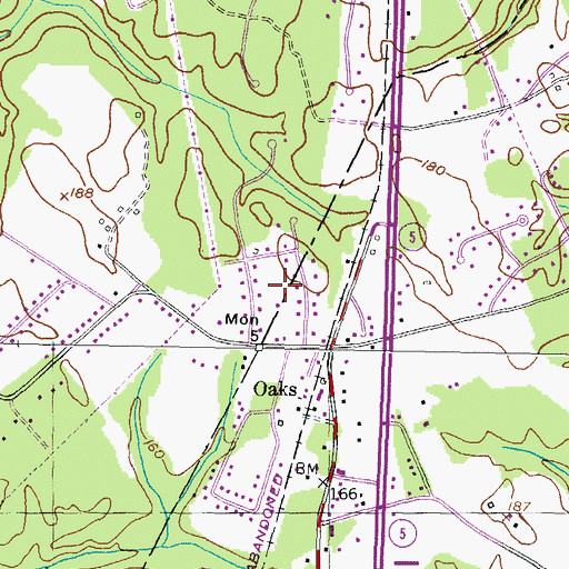 Topographic Map of Oakland Acres, MD