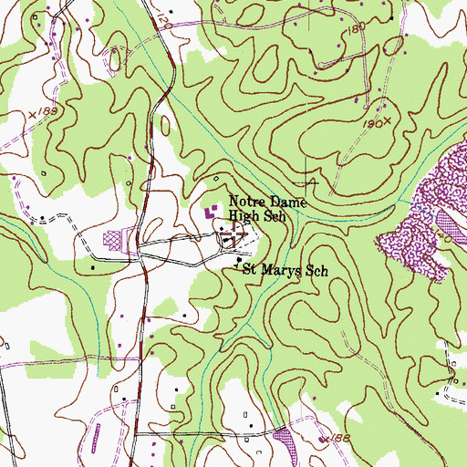 Topographic Map of Saint Mary Catholic Church, MD