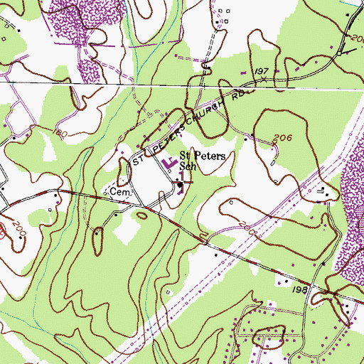Topographic Map of Saint Peters Catholic Church, MD
