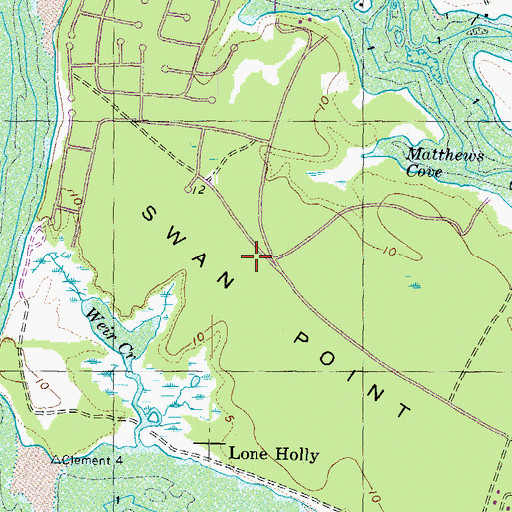 Topographic Map of Swan Point Golf Course, MD