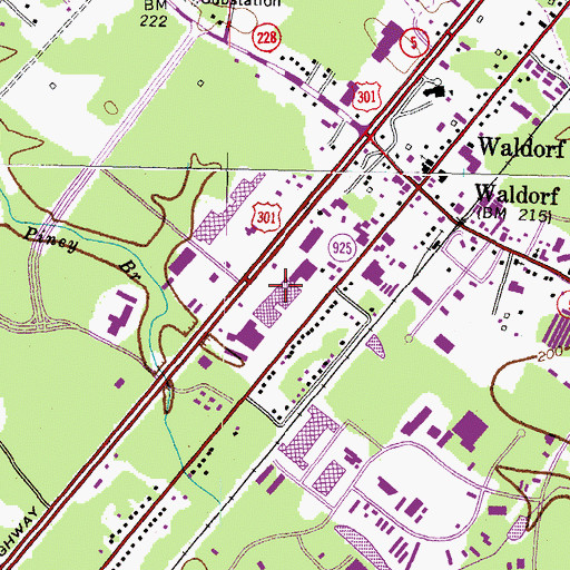 Topographic Map of Waldorf Shoppers World Shopping Center, MD
