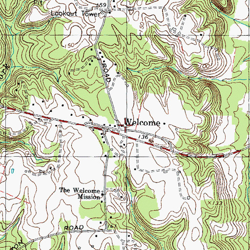 Topographic Map of Welcome Post Office, MD
