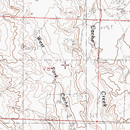 Topographic Map of West Cache Creek School (historical), MT