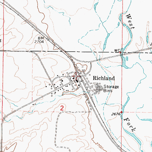 Topographic Map of Richland School (historical), MT