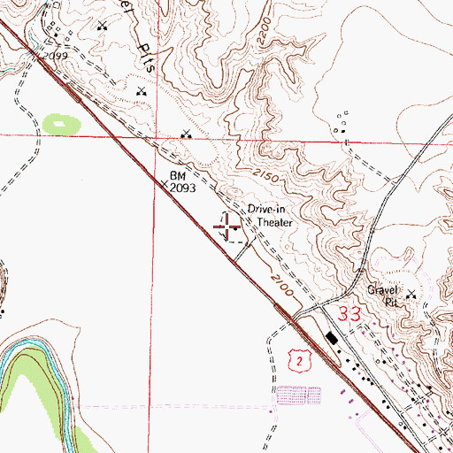 Topographic Map of Terrys Drive In (historical), MT