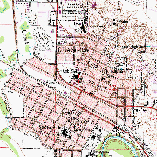 Topographic Map of First Congregational Church United Church of Christ, MT
