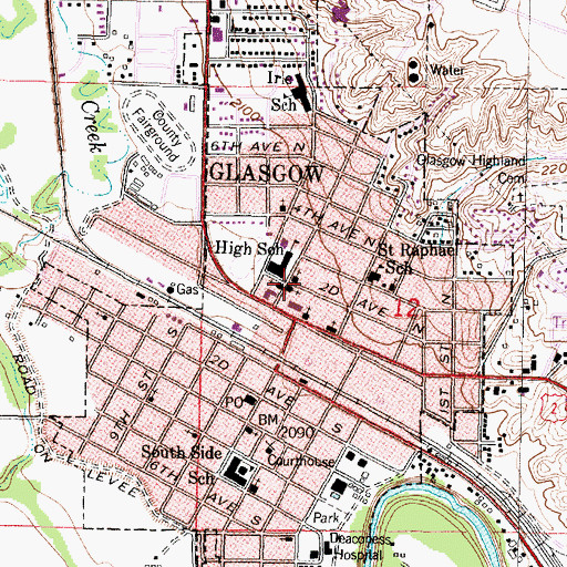 Topographic Map of First Lutheran Church, MT