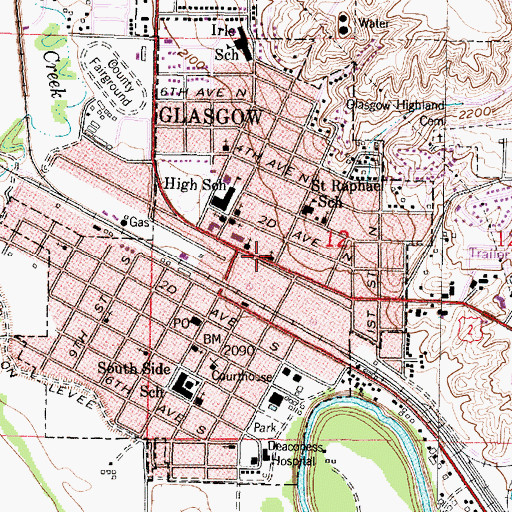 Topographic Map of First United Methodist Church, MT
