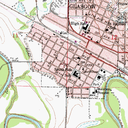 Topographic Map of First Baptist Church, MT
