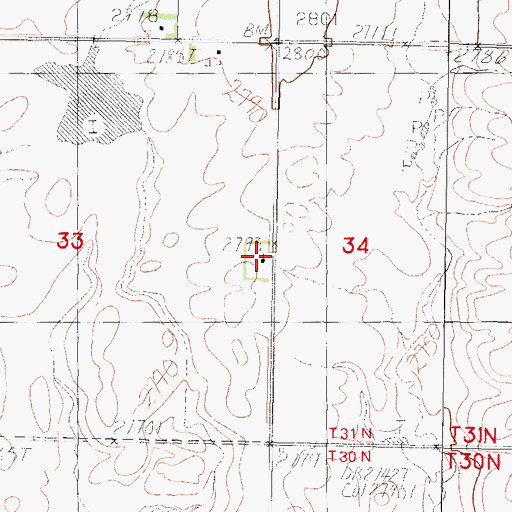 Topographic Map of Bethel Lutheran Church of Grain, MT