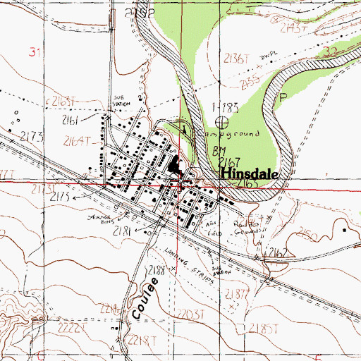 Topographic Map of Hinsdale Lutheran Church, MT
