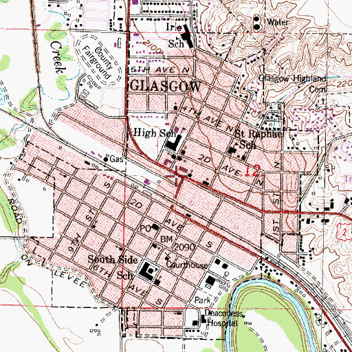 Topographic Map of Great Northern Hospital (historical), MT