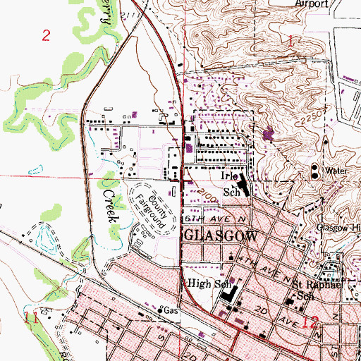 Topographic Map of Valley County Pioneer Museum, MT