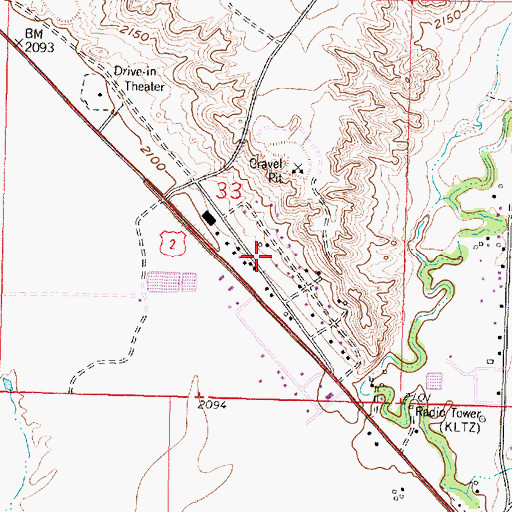 Topographic Map of Trails West Campground, MT