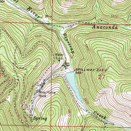 Topographic Map of Mike Horse Creek, MT