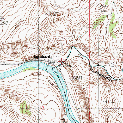 Topographic Map of Sixteenmile Canyon, MT